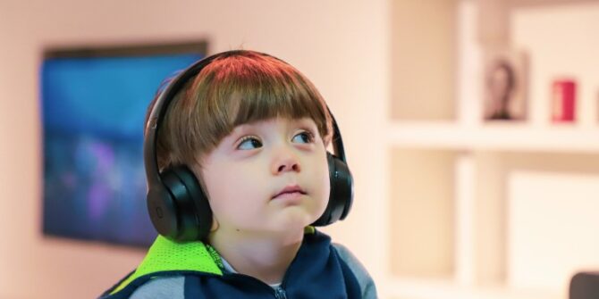 Boy listening with headphones