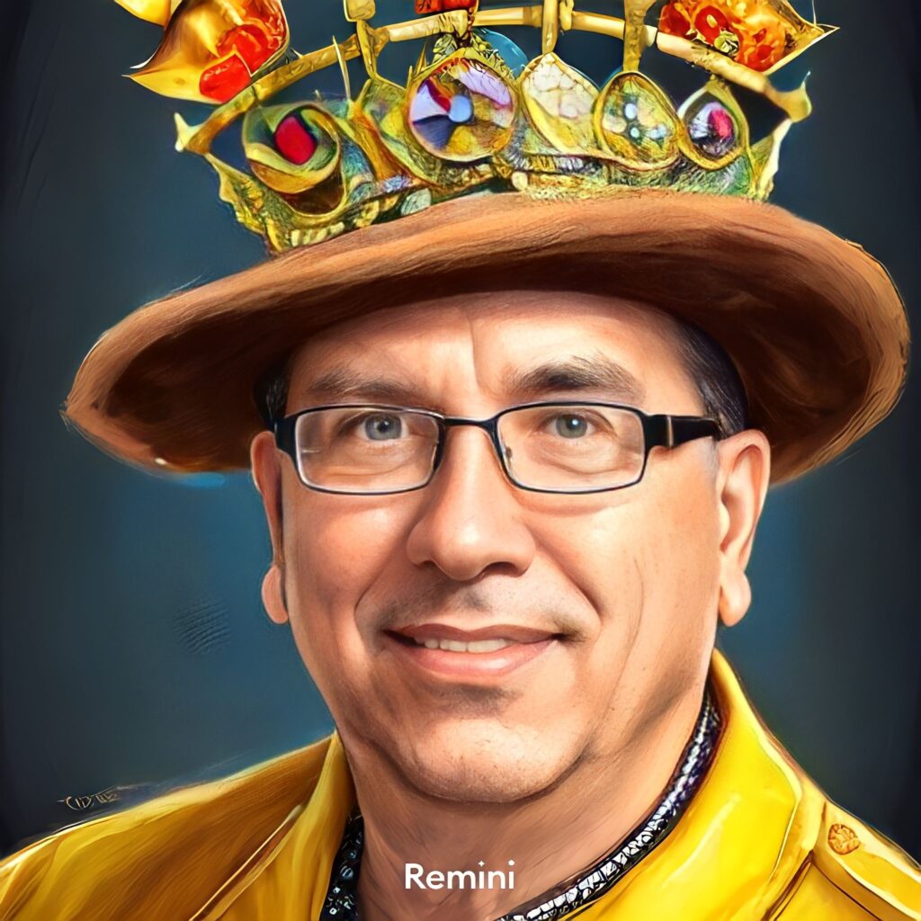 Meme of Danny wearing a hat/crown and yellow jacket