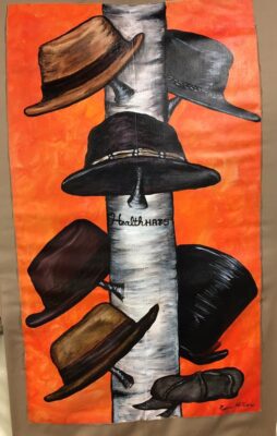 Painting of hats on a tree