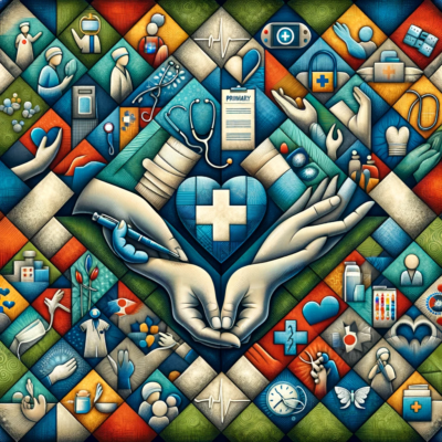 A colorful mosaic of medical icons